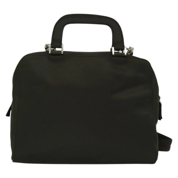 PRADA Hand Bag Nylon 2way Khaki Silver Auth BA4485 - Picture 3 of 16